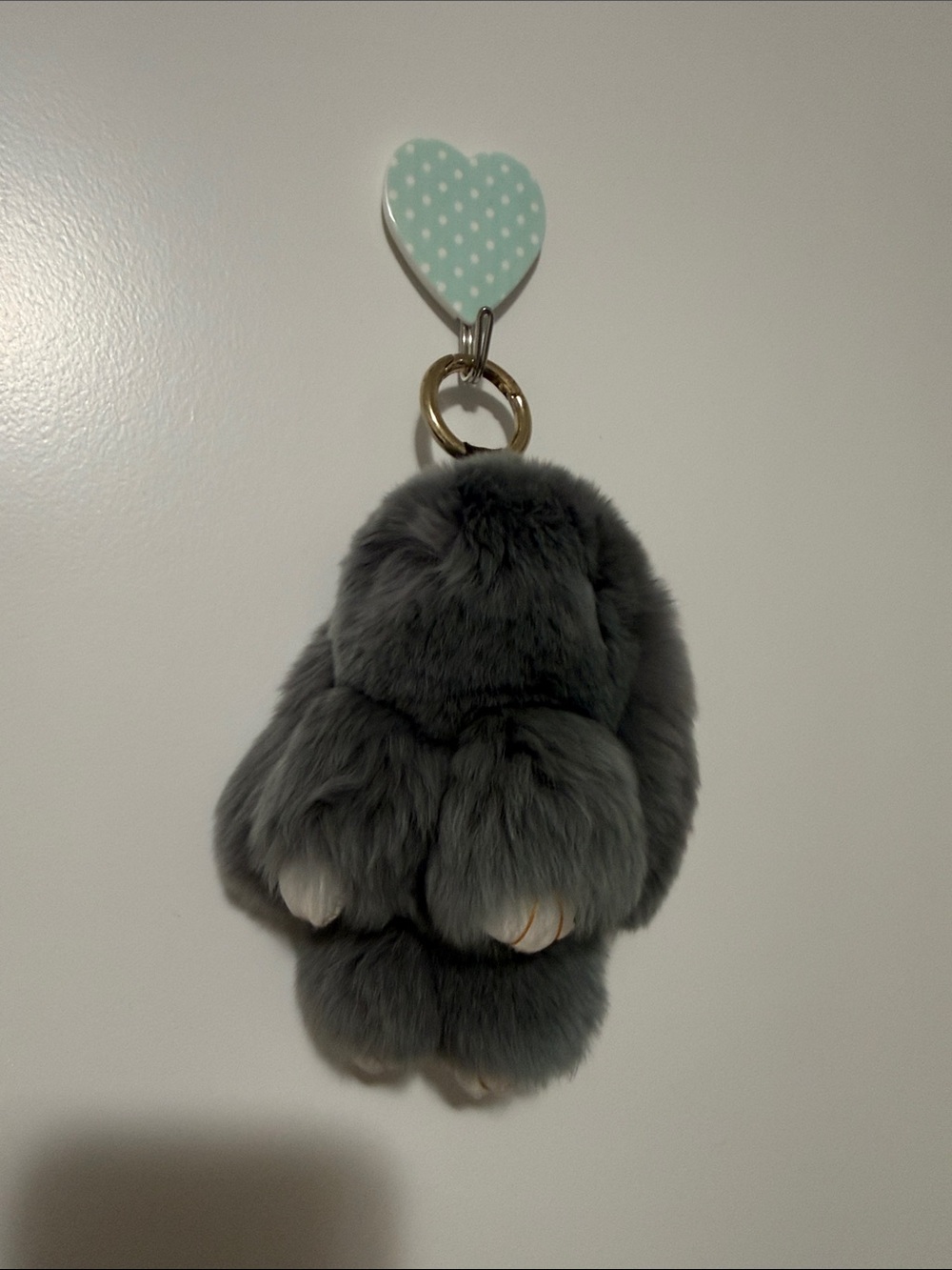 Gray Plush Bunny Keychain Bag Charm